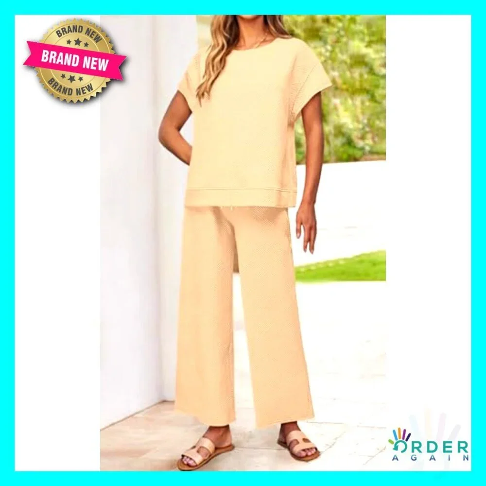Oversized Lounge Set Casual Tracksuit Wide Leg Pants Matching Two Piece Outfit